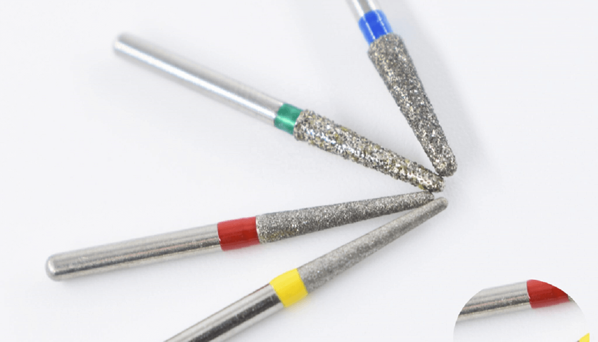 Diamond burs with different color bands
